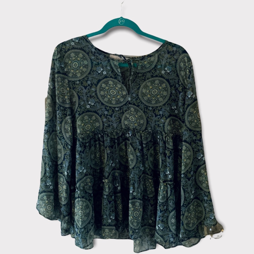 LOFT Long Sleeve Paisley Blouse
